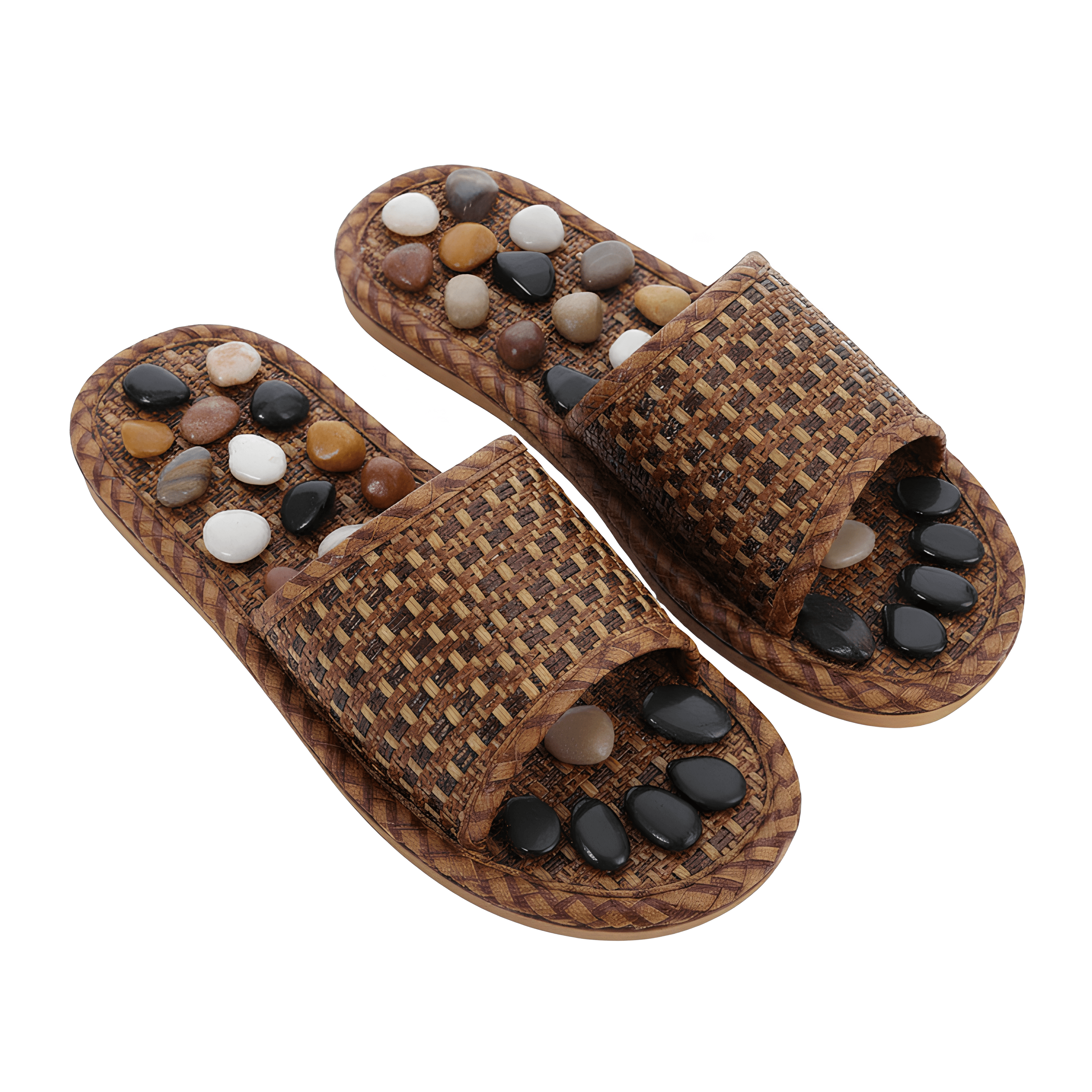 Doğal Taşlı Hasır Akapunktur Terlik - Topuk Dikeni İçin | Lucisumbra