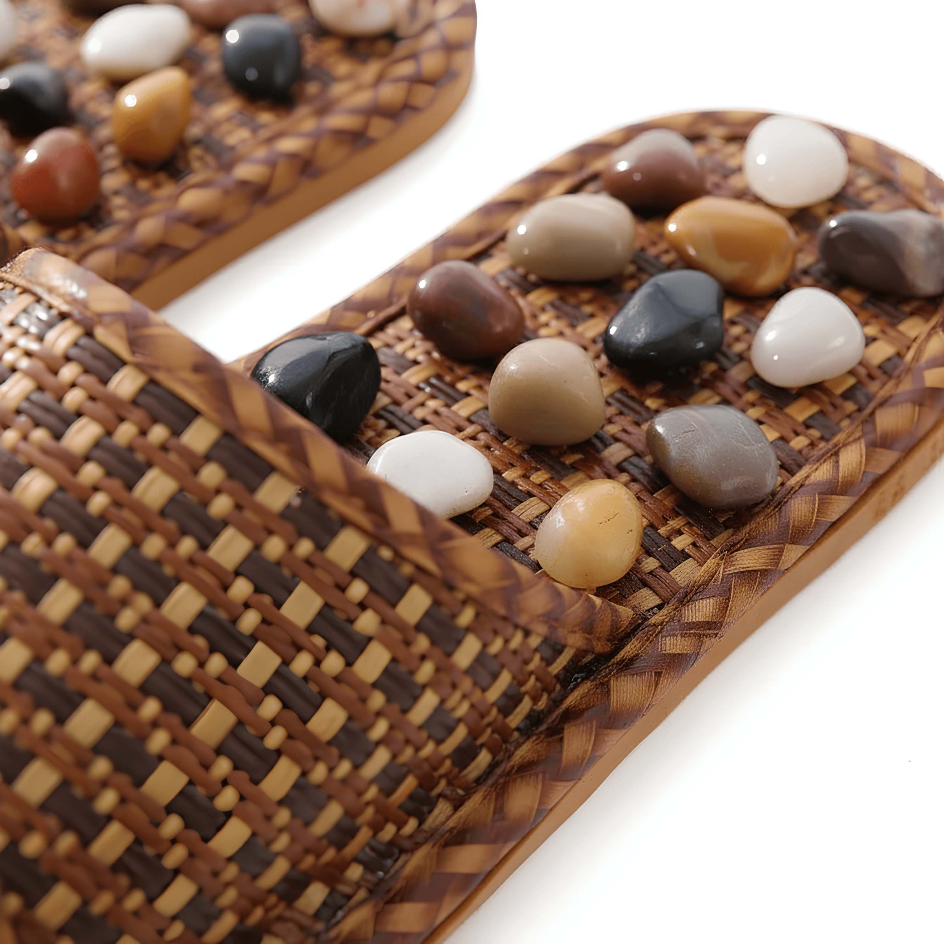 Doğal Taşlı Hasır Akapunktur Terlik - Topuk Dikeni İçin | Lucisumbra